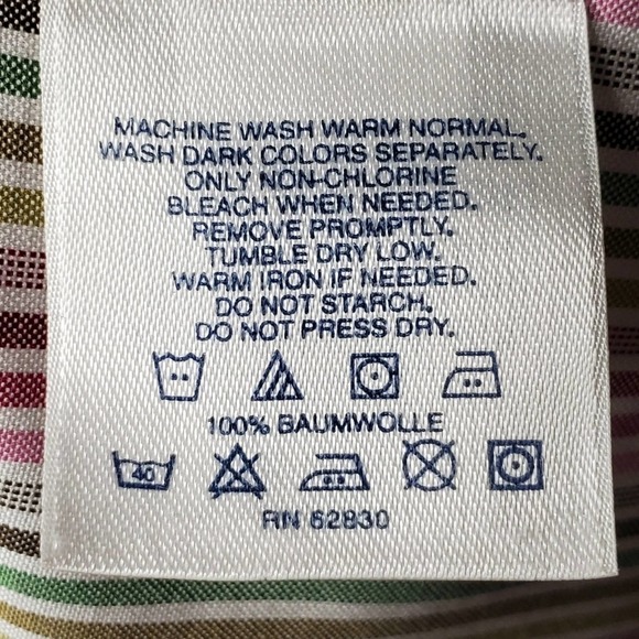 Lands End Pinstripe Button Down Multicolored Sz 10 - Picture 7 of 9